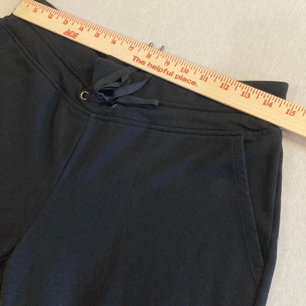 Eddie Bauer Womens M (28x20) Black Crop Drawstring Wide Leg Cotton Stretch